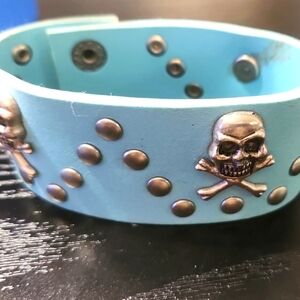 Blue Skull Studded Bracelet